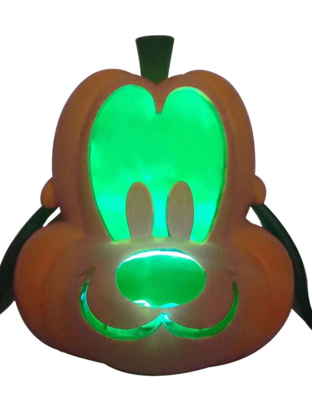 Light-Up Pumpkin Dog Face Halloween Decor - Orange & Green